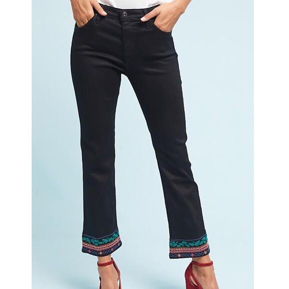 AG Adriano Goldschmied The Jodi Cropped Slim Flare Jeans Embroidered - Picture 1 of 7